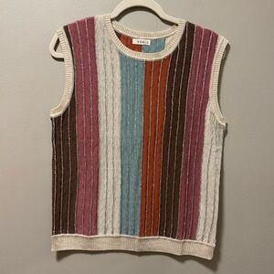 Kori Multi Color Striped Metallic Shimmer Sweater Vest
